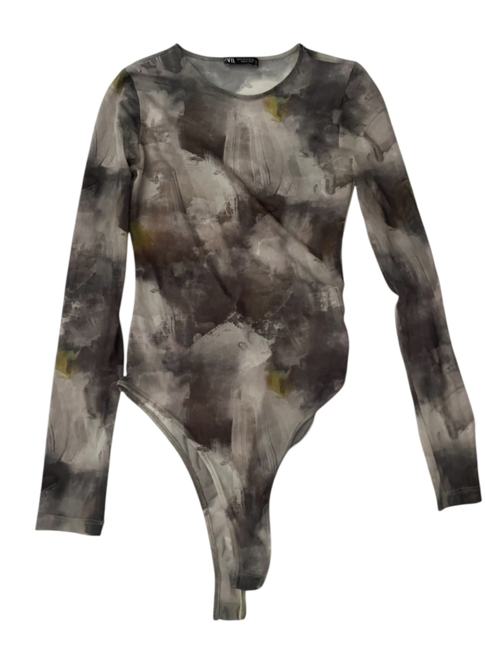 Zara Printed Tulle sheer Bodysuit  size small